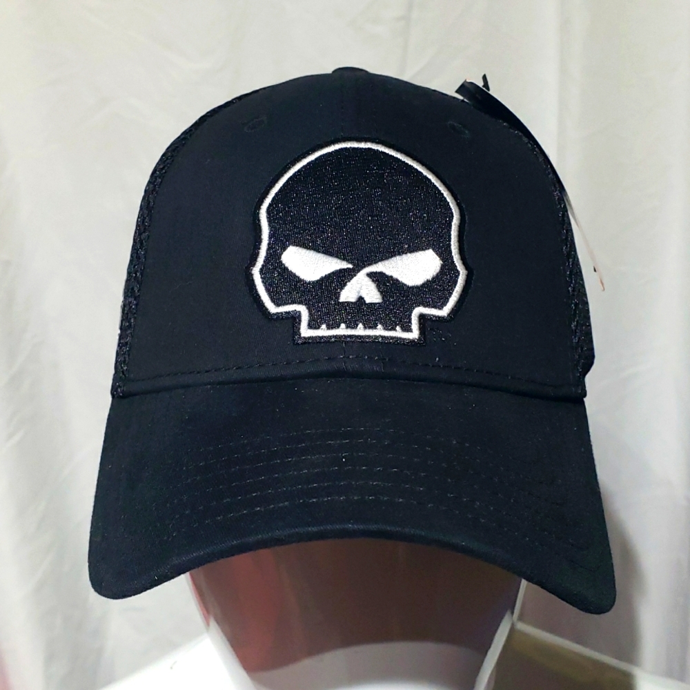 Harley-Davidson Black Flex Fit Embroidered Skull Cap